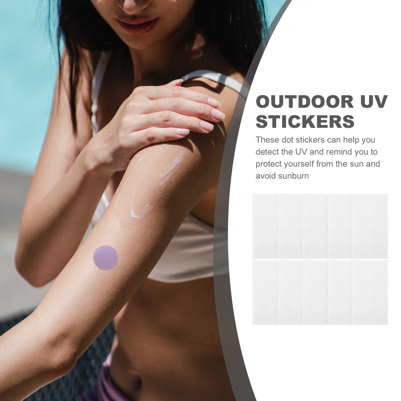 Label instruksi transparan peringatan perubahan warna UV 10 lembar tes kantung Kulit Label deteksi perlindungan matahari
