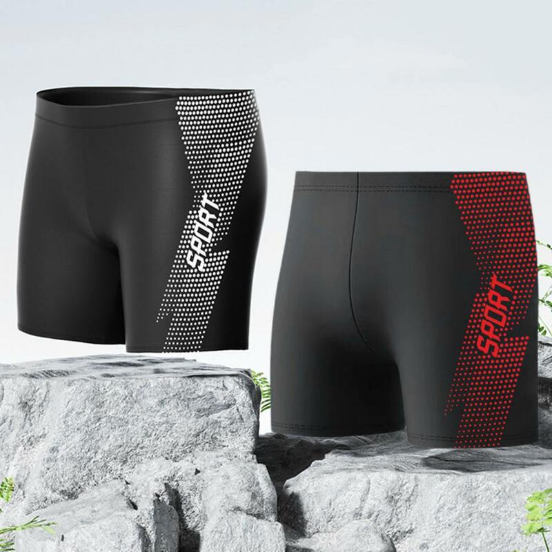 Shorts de natação de secagem rápida para homens, calção de banho, cintura alta, elástico, tamanho grande