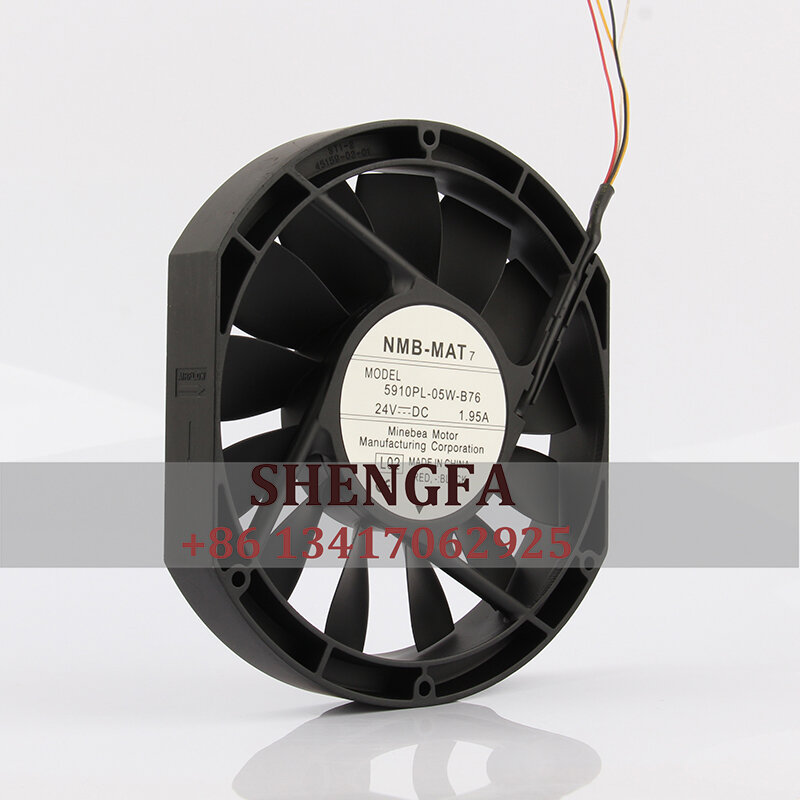 NMB Case Cooling Fan, Ventilador Centrífugo, Ventilação do Servidor, 5910PL-05W-B76, DC 24V, 1.95A, 17025, 173x150x25mm, 17cm