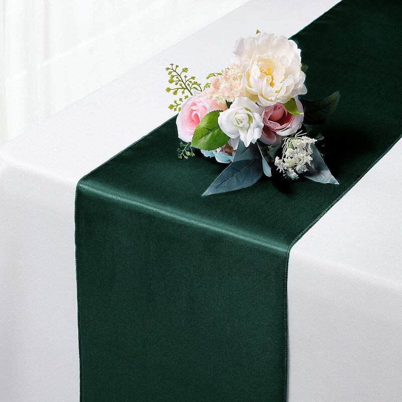 결혼식 연회 새틴 테이블 러너 식탁 천, 웨딩 파티, 로맨틱 단색 럭셔리 테이블 장식, 30cm x 275cm