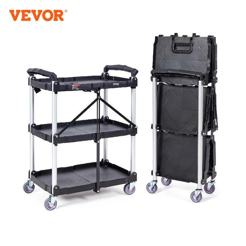 VEVOR-Folding Rolling Utility Cart, prateleira de armazenamento, Movable Gap Rack, Servindo carrinho, Slim Slide Organizer para cozinha, banheiro, 3 camadas