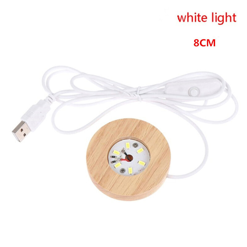 8cm Wooden LED Light Dispaly Base Wooden Night Lamp Base LED Light Display