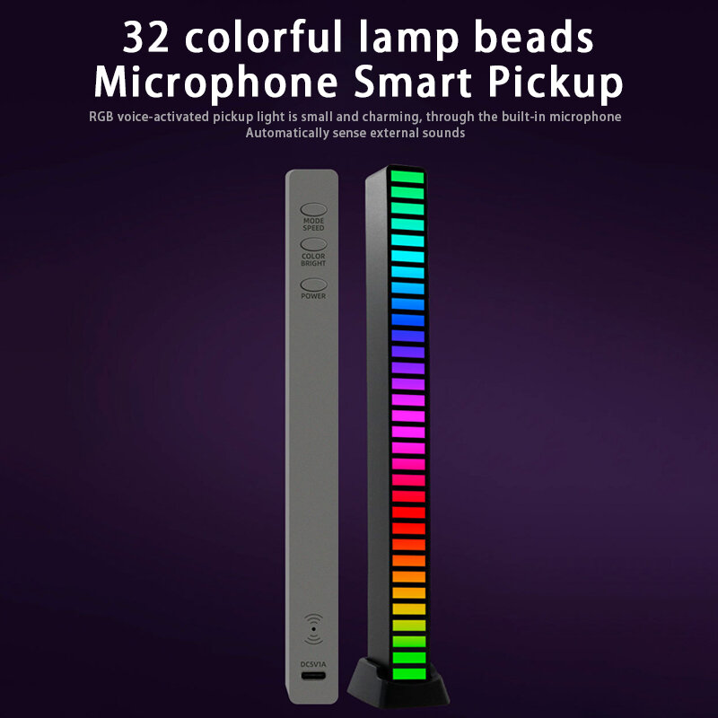 Lámpara de noche LED con sonido, luz ambiental con Control por aplicación, música, ritmo activado por voz, USB, RGB, para dormitorio, Bar y fiesta