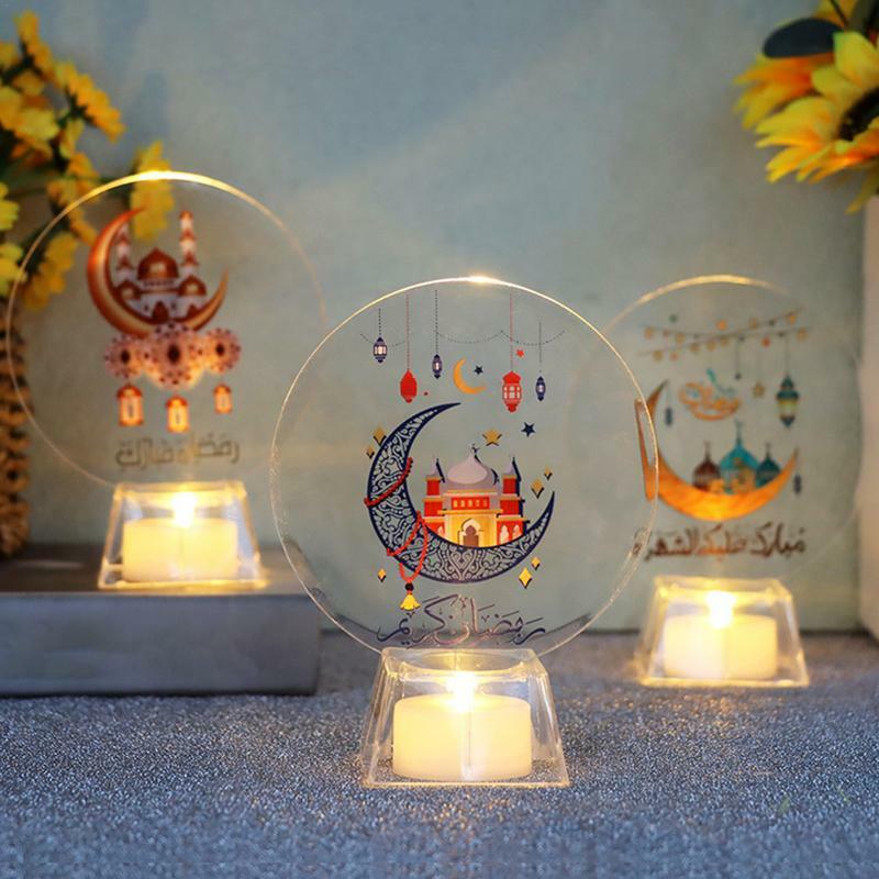 Veilleuse LED en Forme d'Étoiles et de Lune pour Décoration de Maison, Bougies, Centre de Table, Eid, Grande-Bretagne