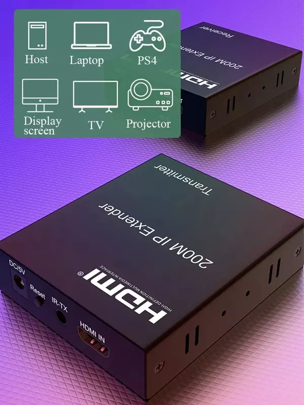 Extender HDMI da 200M su IP tramite cavo Ethernet di rete Cat5e Cat6 RJ45 1080P può da molti a molti Display ricevitore trasmettitore Video