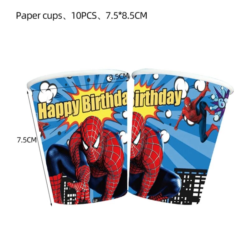 Spiderman perlengkapan pesta ulang tahun Superhero taplak meja sekali pakai cangkir serbet piring balon untuk anak laki-laki Baby Shower