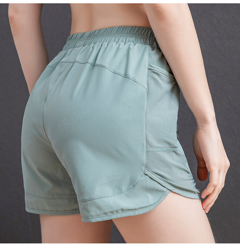 Pantalones cortos de secado rápido para mujer, Shorts transpirables con bolsillo lateral, cintura alta, pierna ancha, sencillos, Verano