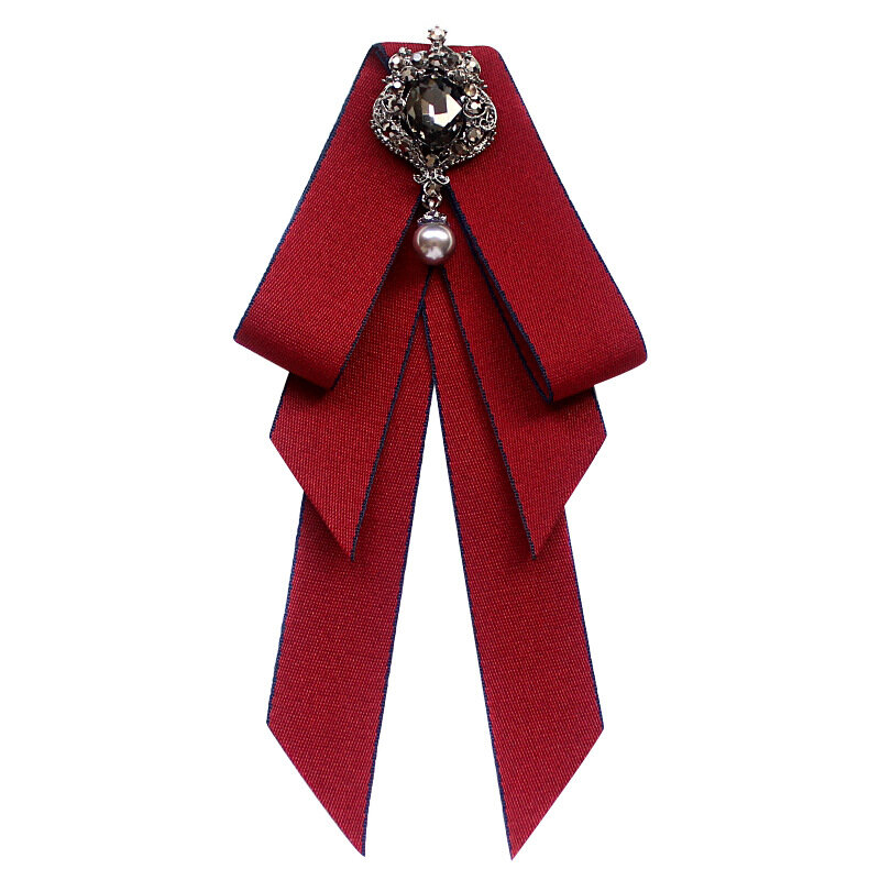 Vintage Bow Tie Cameo Ladies Head Diamond Ribbon Tassel Brooch Chic Girls Elegant Jewelry Collar Pin Girl Cravat Gift for Men