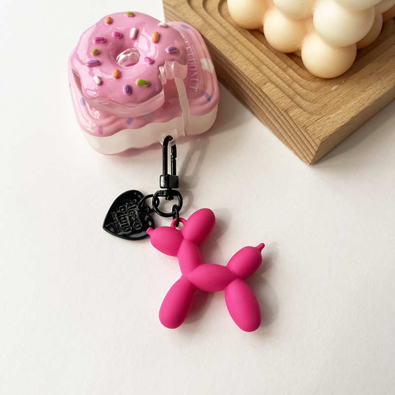 Portachiavi con ciondolo per telefono con cane con palloncino 3D carino coreano per accessori per IPhone decorazioni per borsa per telefono con cordino per telefono cellulare con cuore alla moda