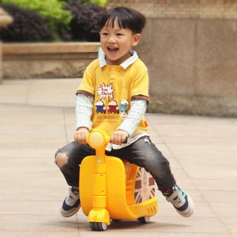 Children'S Motorcycle Luggage Two-In-One Suitcase Can Ride Can Sit Boys Baby Trolley Case Travel Suitcases Offers With Wheels