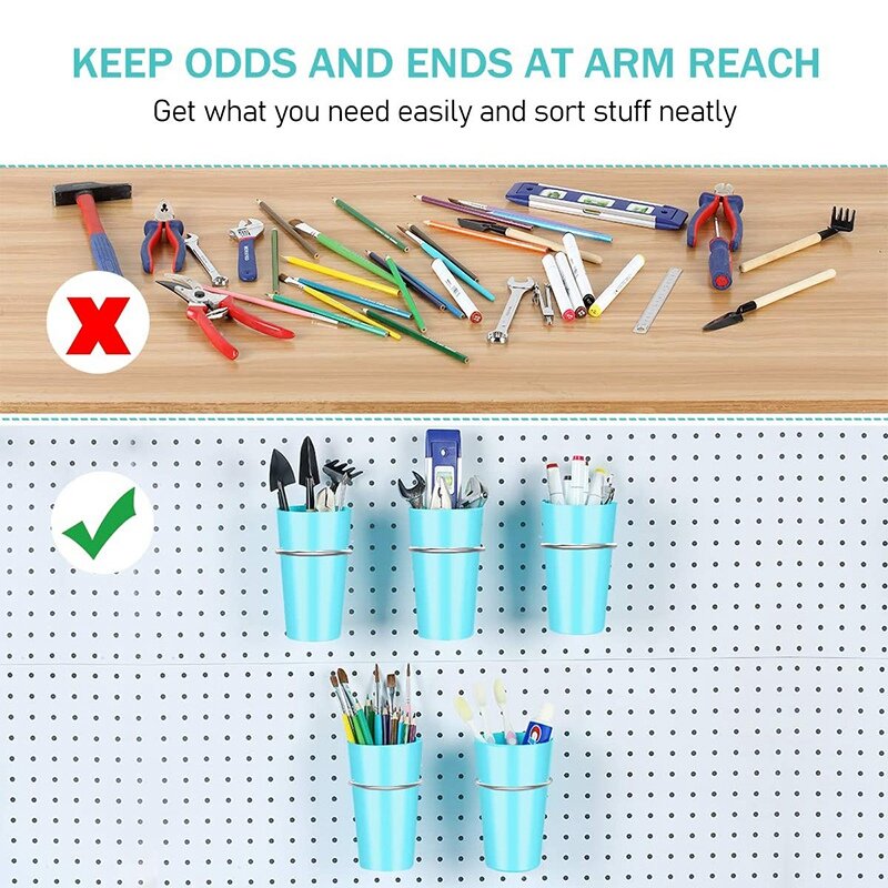 5 Sets Pegboard Hooks With Pegboard Cups Ring Style Pegboard Bins With Rings Pegboard Cup Holder Accessories