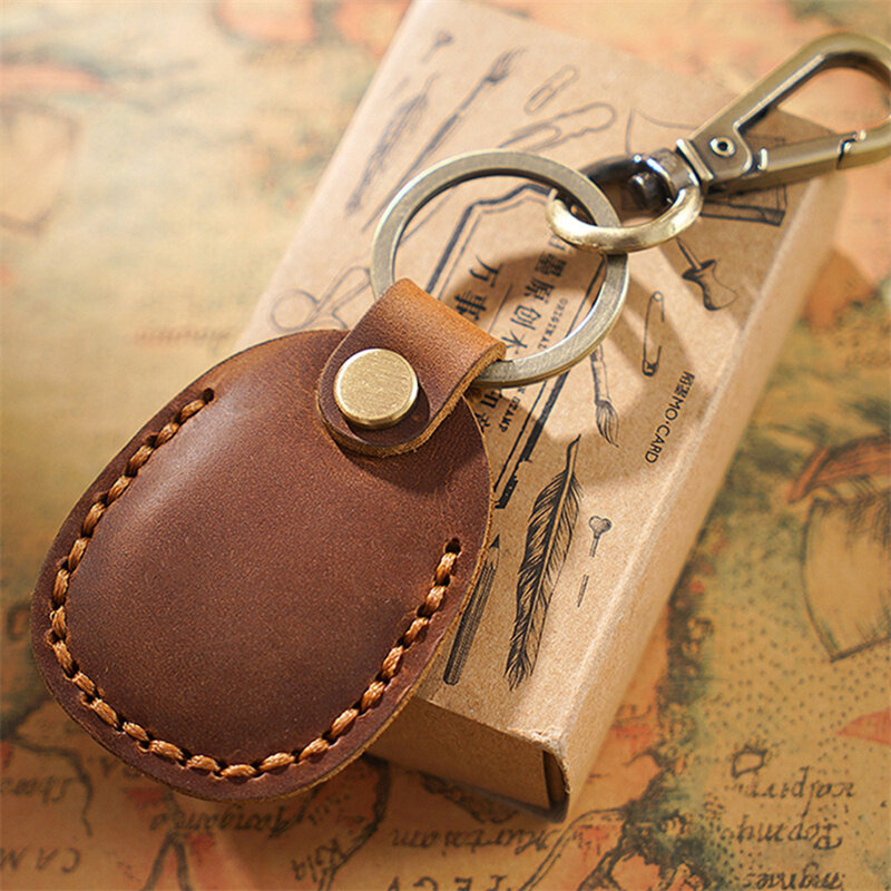 Handmade Cowhide Retro Key Wallets with Metal Snap Buckle Multi-purpose Access Card Protective Holder Household Keys Pouch