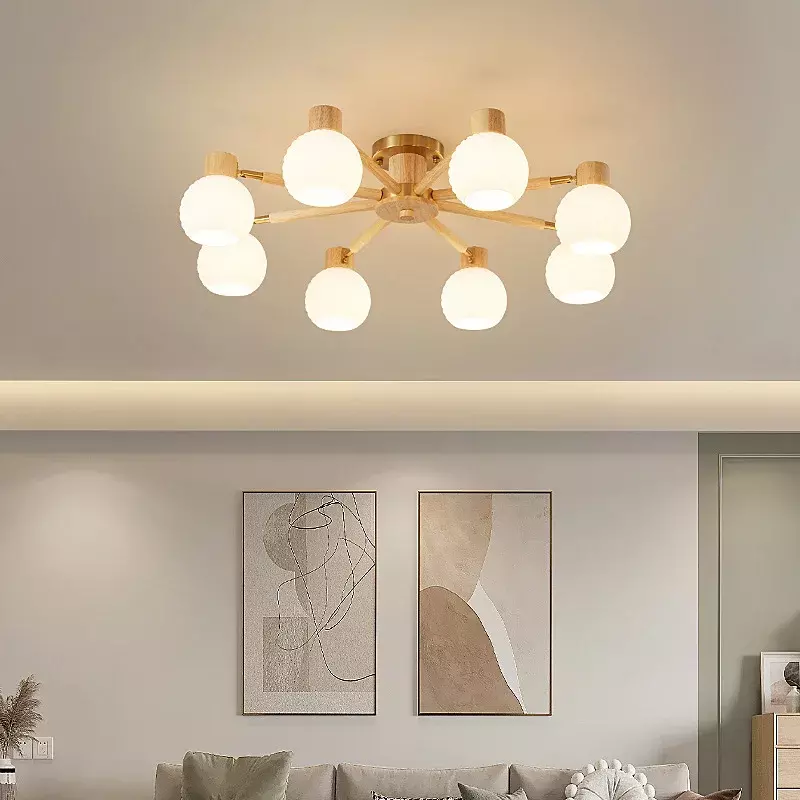 Lámpara de araña moderna para restaurante, lámparas de vidrio blanco leche de lujo, luces decorativas japonesas Wabi Sabi para sala de estar y dormitorio