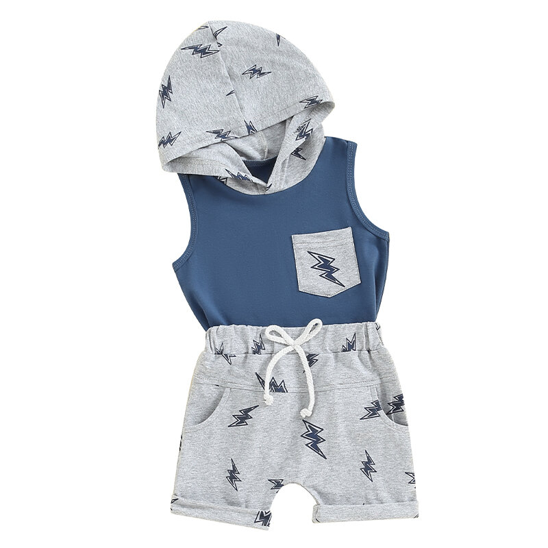 Toddler Baby Boy Summer Outfits Sleeveless Plaid Print Hooded Tank Top Jogger Shorts Set Infant Casual Clothes