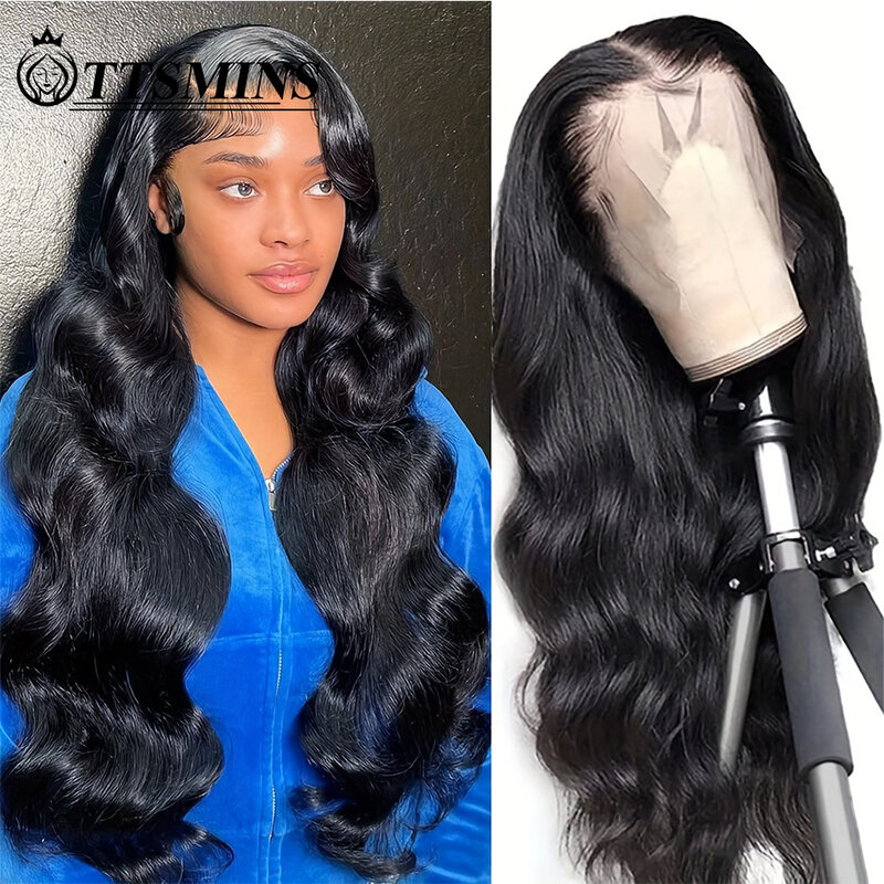 Wet And Wavy Body Wave Lace Wigs For Women Human Hair Lace Frontal Wig Natural Black Hair Pre plucked Long 34Inches Glueless Wig