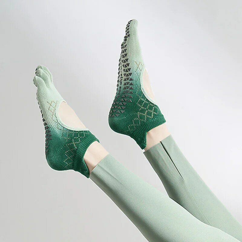 Calcetines de cinco dedos para mujer, medias de tobillo bajo, antideslizantes, de silicona, para Yoga y Pilates