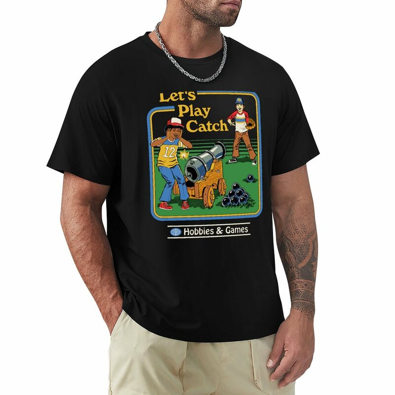 Let's Play Catch เสื้อยืดเสื้อผ้าหน้าร้อนกราฟิก O คอตตอนเสื้อยืดผู้ชายแฟชั่นผู้ชายแขนสั้นเสื้อยืด