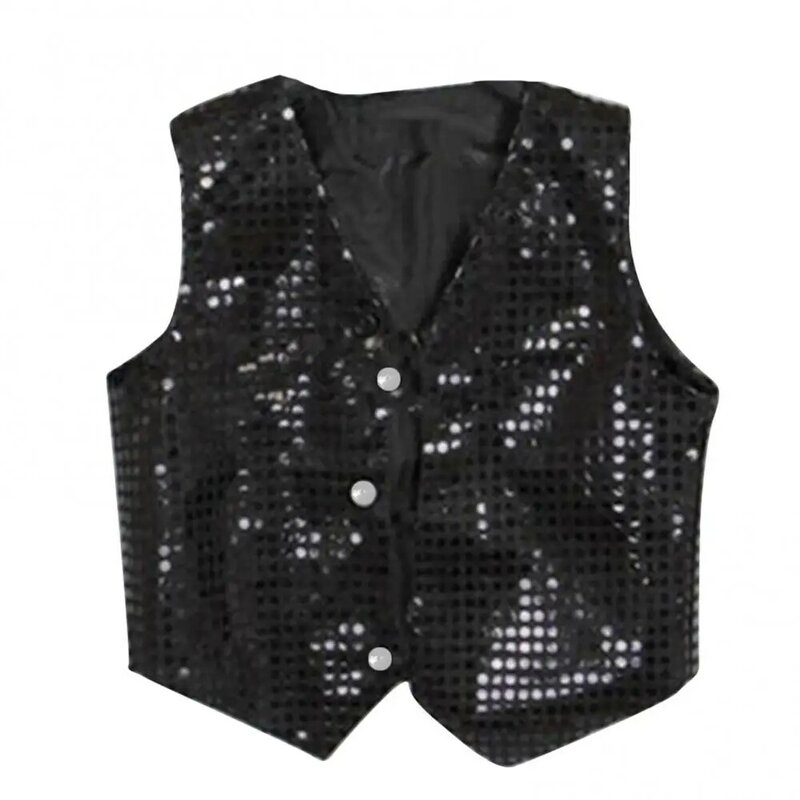 Fashion Children Stage Performance Costumes Shining Sequins Waistcoat Kids Boys Students Hip-hop Jazz Stage Dance Vest Clothes
