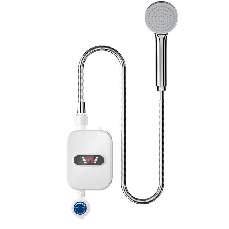 Shower pemanas air instan 220V/110V, keran kamar mandi colokan EU, pemanas air panas 3500W tampilan Digital