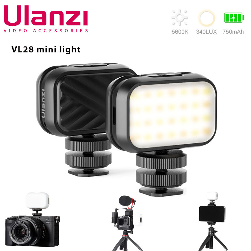 Ulanzi-Mini Lampe Vidéo LED VL28 5500K, Rechargeable, GoPro, Mod sur Caméra, Gopro 10 9 8 iPhone 13 12 Pro Max 11 X Xs
