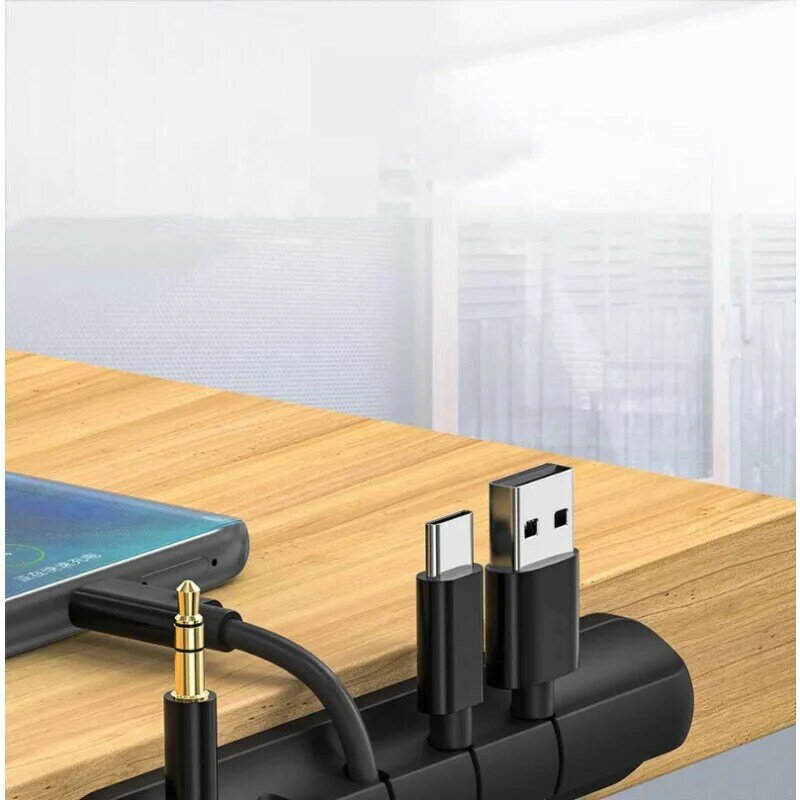 Miękki silikonowy 7-gniazdowy organizer do kabli Organizer kabli na biurko Zarządzanie kablami Nawijarka USB do myszy Organizer przewodów słuchawek