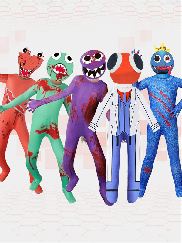 Disfraz de amigos arcoíris para niños, Cosplay de monstruo azul, juego de terror, mono de Halloween, Carnaval, fiesta de cumpleaños