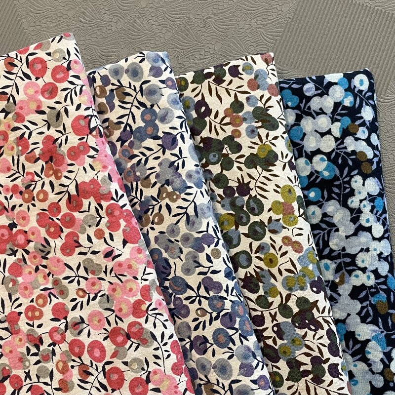 Tissue Liberty Cotton Popeline Fabric para crianças e bebê, pano de costura, vestidos, saia, DIY, Handmade Medidor Patchwork, Wiltshire berry, 40S