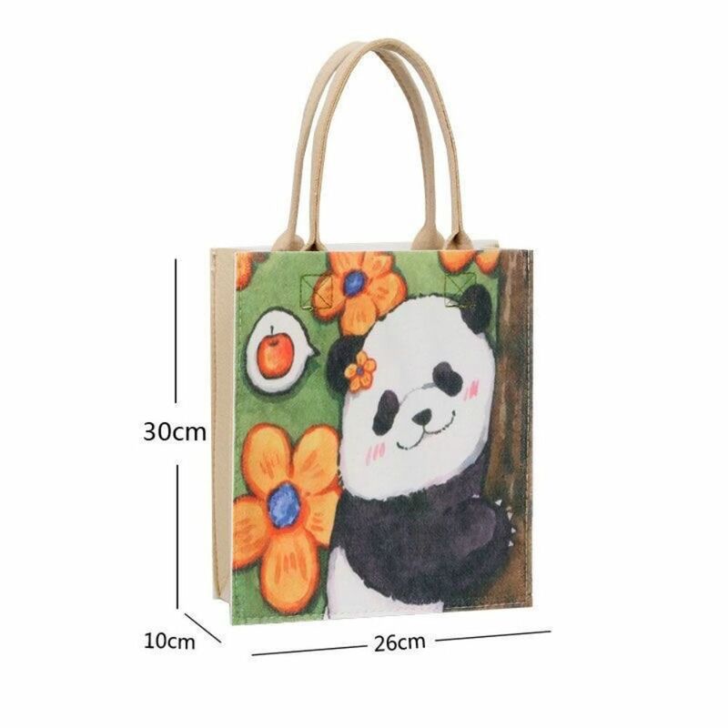 Tas tangan multiwarna gambar kartun Panda bunga tas Tote hadiah tas bahu belanja anak perempuan