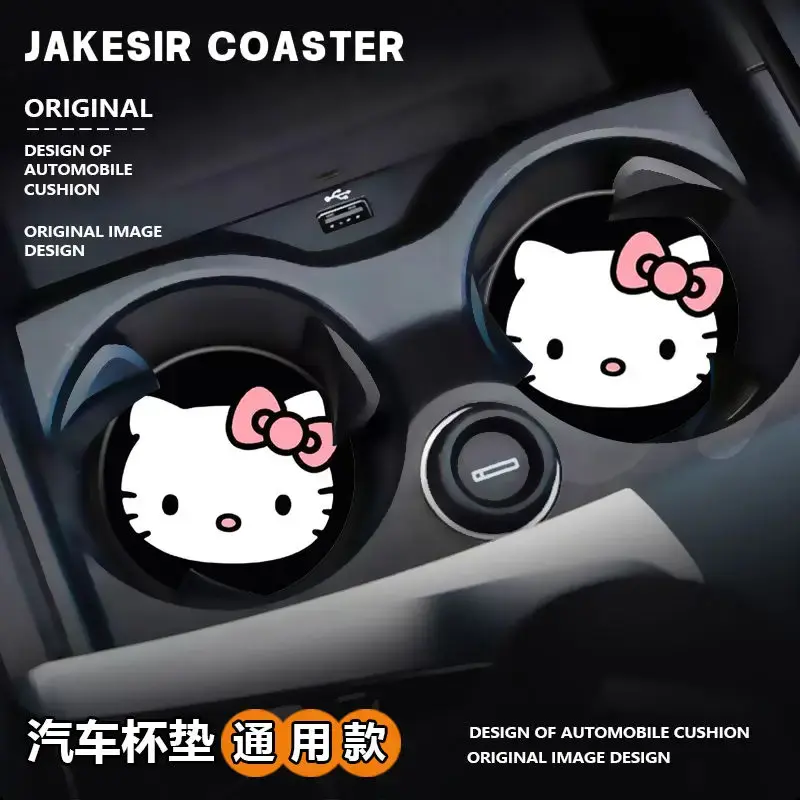 Sanrio Hello Kitty Car Coaster Car Water Hello Kitty Cup Slot Pad Car Interior Decoration Supplies Non-Slip Pad Storage Pad Tide
