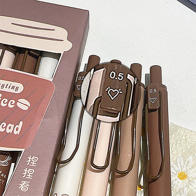 4pcs Coffee Soft Bread Gel Pen Set 0.5mm Black Color Ink for Writing Office School Stationery Supplies High Quality.