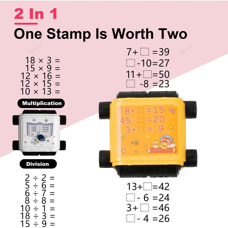 Teaching Stamp 2 in 1Fill In The Blank Roller Reusable Math Roller Stamp Design Digital Stamp Within 100 Math Practice