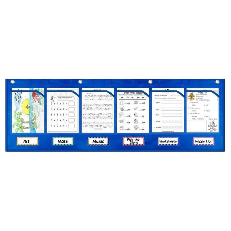 Multipurpose Hanging Pocket Chart, Wall File Organizer, Classroom Organizador para Papéis Cartões, Homework e Revistas, 6 Pocket