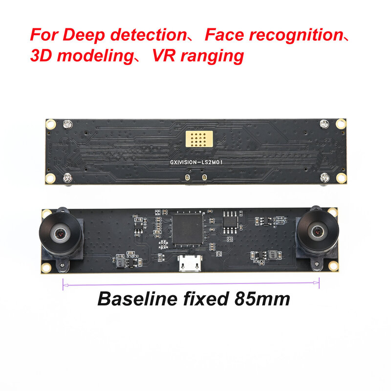Cámara web USB GXIVISION de 4MP 1080P HD, 3840X1080 30FPS, Módulo de cámara de doble lente, mismo marco síncrono, para rango de detección de profundidad de modelado 3D VR