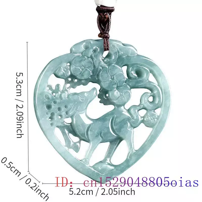 Burmese Jadeite Deer Pendant Accessories Gemstones Men Blue Jade Talismans Natural Vintage Jewelry Necklace Gifts for Women