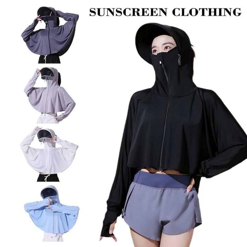 1 pz Ice Silk protezione UV giacca a vento con cappuccio sottile maschera a pieno facciale traspirante estate equitazione maschera a prova di sole in seta di ghiaccio