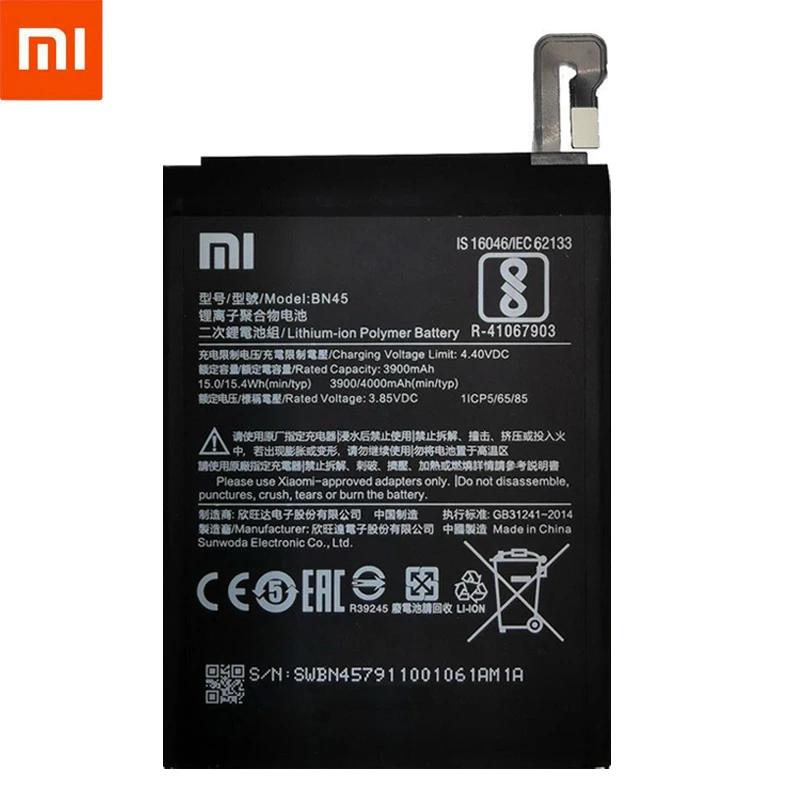 Batería de teléfono Original para Xiaomi Redmi Note 5, Note 5, Note 6 Pro, BN45, 2024 mAh, 100% años, 4000