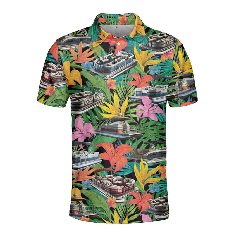 Polo informal con estampado 3D para Hombre, camiseta de manga corta con botones, Top cómodo, Ropa de moda de verano