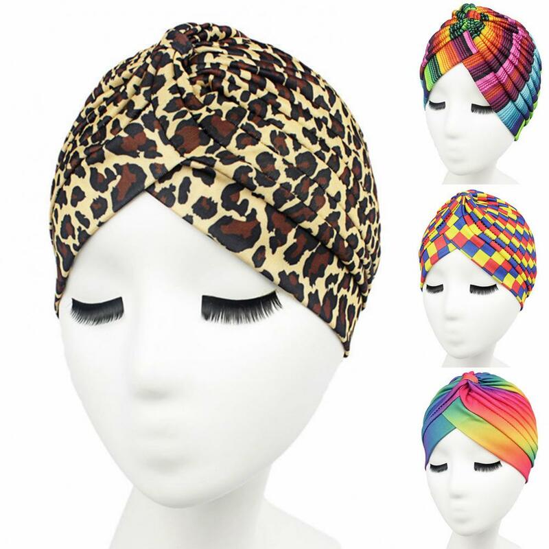 Women Hat Color Printing Polyester Women Turban Hat for Daily Wear