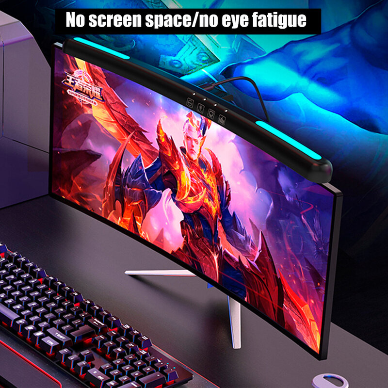 RGB Background Atmosphere Light  E-sports Games PC Computer Monitor Light Bar Seven Colors Curved Screen Monitor Light Bar