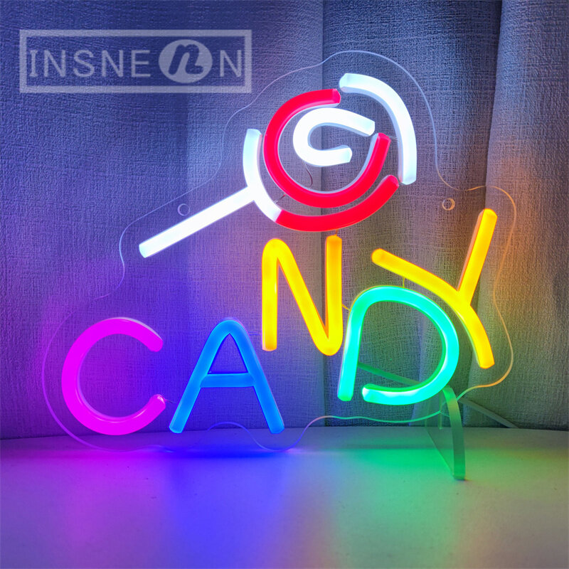 Insegna al Neon LED Candy Neon Light Sign decorazione della parete per Store Room Party Decor Kids Birthday Gift Night Lamp Decor lampada al Neon