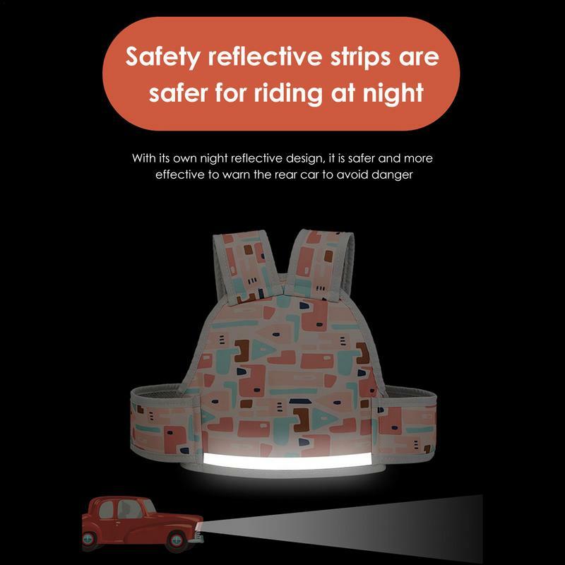 Arnés de seguridad para motocicleta para niños, cinturón de seguridad con tira reflectante ancha, malla transpirable, portátil, ligero