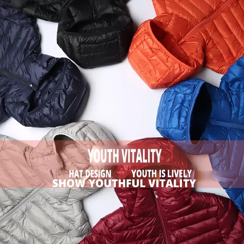 6 Farben Männer Puffer Jacken Herren koreanische Mode lässig Kapuze ultraleichte packbare Wasser und wind abweisende atmungsaktive Daunen mantel