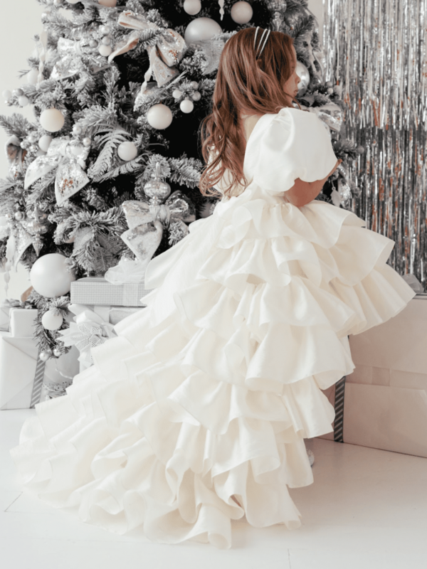 Robes de demoiselle d'honneur à plusieurs niveaux avec nœud et queue, beige, monochromatique, manches courtes, mariage, fête d'anniversaire, sainte cène, quoi que ce soit