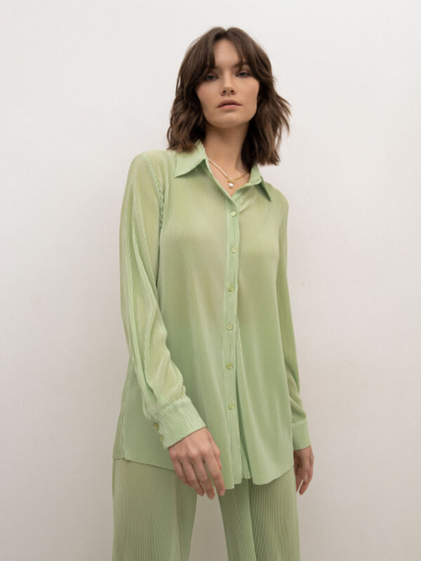Marthaqiqi Green Ladies Nightwear Set Sleepwear manica lunga colletto rovesciato camicie da notte pantaloni Casual pigiama femminile 2 pezzi Suit