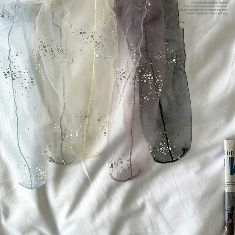 Japońskie modne błyszczące słodkie cienkie skarpety letnie siateczkowe oddychające skarpetki do połowy łydki damskie przezroczyste skarpety JK