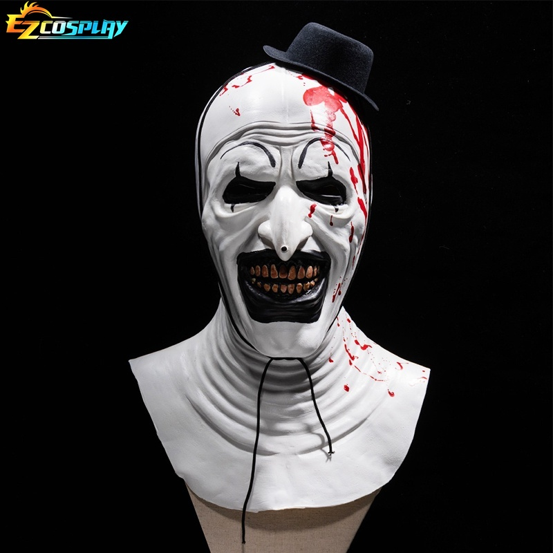 Terrifier 2 Art the Clown Cosplay Máscara, Máscaras De Látex, Capacete, Masquerade, Festa de Halloween, Costume Props