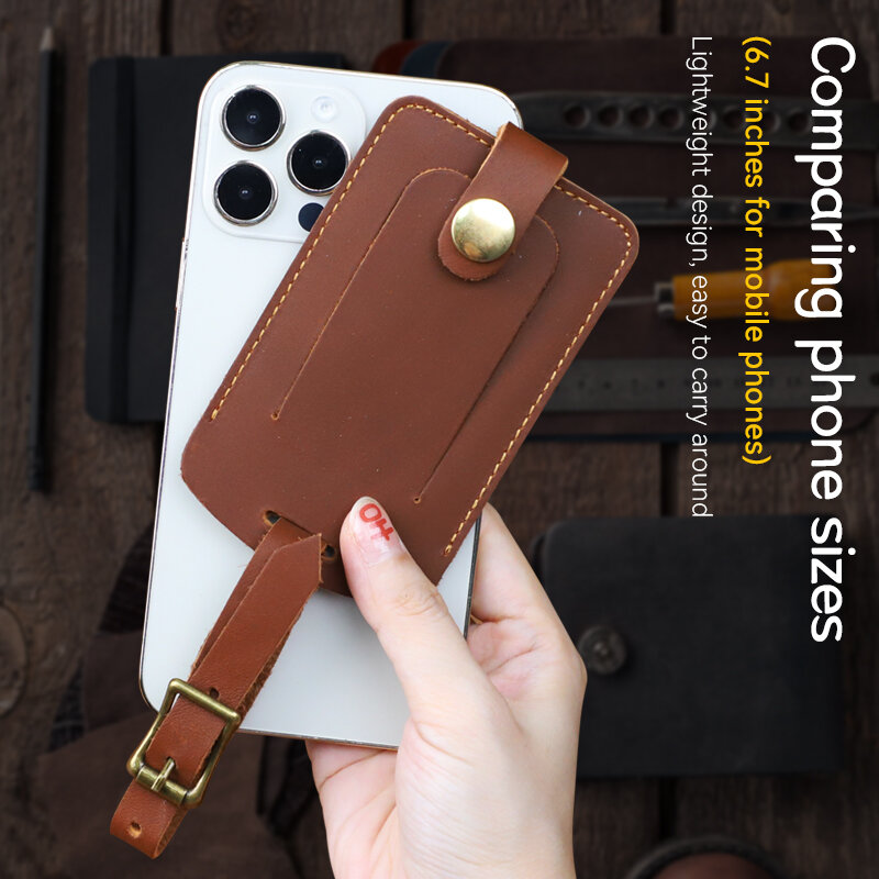 Handmade Genuine Leather Luggage Tags Travel Accessories for Bags Portable Luggage Tag Vintage Style Card Cover