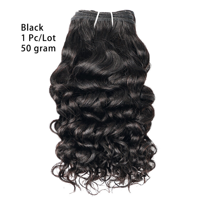 Mechones de cabello humano brasileño ondulado, extensiones de cabello rizado marrón oscuro, Color Natural #2 #4, 50g por paquete, tejido Gemlong