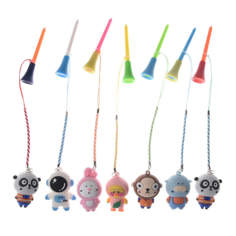 5Pcs Golf Rubber Tee With PVC Cartoon Pattern Golf Ball Holder With Handmade Rope Prevent Loss Golf Accessories Golf Gift