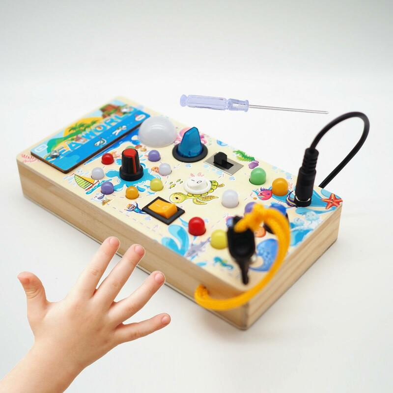 幼児のための手作りのビジーボード、1歳の赤ちゃんのためのスイッチ玩具、ライト
